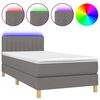 vidaXL H&oacute;lfa&eth; Springr&uacute;m me&eth; D&yacute;nu&LED D&ouml;kkgr&aacute;tt 100x200cm Tauefni