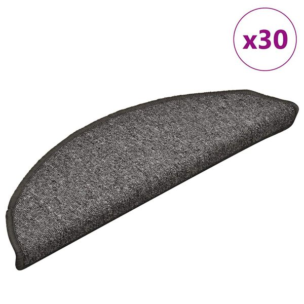 vidaXL Stigamottur 30 stk 56x17x3 cm d&ouml;kkgr&aacute;ar h&aacute;lfhringlaga