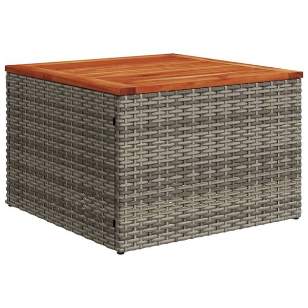 vidaXL Garðborð Grár 55x55x37 cm Pólýrattan og Akasíuviður