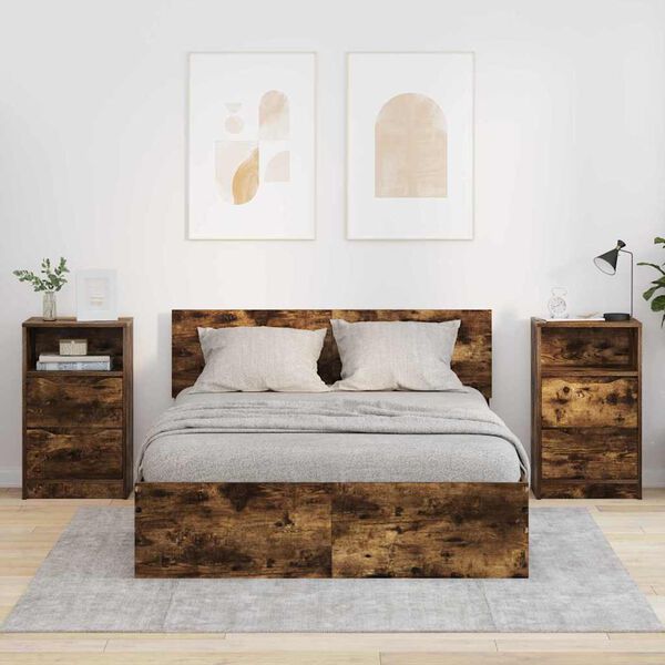 vidaXL N&aelig;turbor&eth; 2 pcs Rau&eth;-eik 40 x 30 x 467 cm Samsettur vi&eth;ur