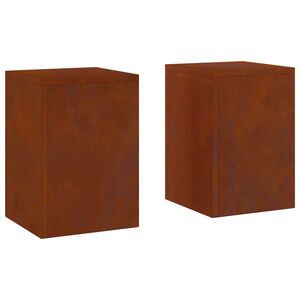 vidaXL Bl&oacute;mastandur 2 pcs Rusty 24 x 24 x 35 cm Ve&eth;ra&eth; st&aacute;l