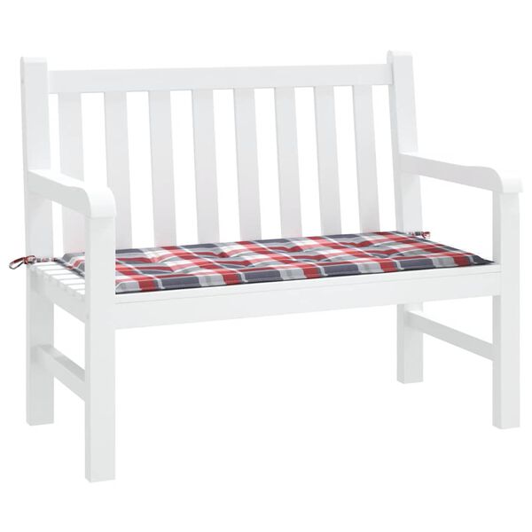 vidaXL Sessa &aacute; Gar&eth;bekk Rau&eth;k&ouml;fl&oacute;tt Mynstur 120x50x3 cm Oxfordd&uacute;kur