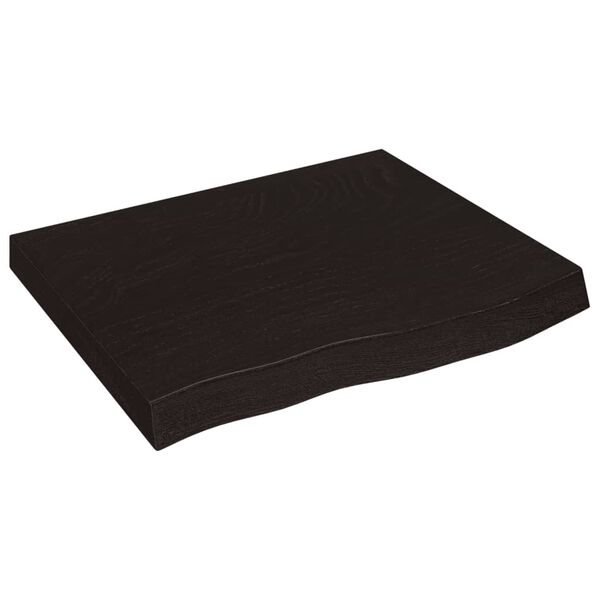 vidaXL Vegghilla D&ouml;kkbr&uacute;n 60x50x(2-6) cm Me&eth;h&ouml;ndlu&eth; Gegnheil Eik