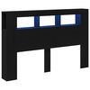 vidaXL LED h&ouml;fu&eth; Svartur Eik 160 x 18,5 x 103,5 cm Samsettur vi&eth;ur