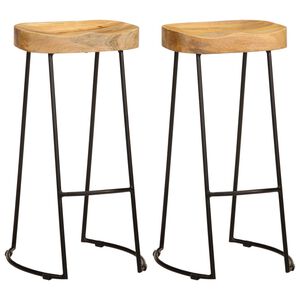 244010 vidaXL Bar Stools 2 pcs Solid Mango Wood