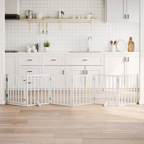 vidaXL Hundahli&eth; me&eth; Hur&eth; Fellanlegt 6 &THORN;il Hv&iacute;tt 300 cm &ouml;sp