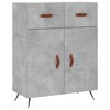 vidaXL Skenkur Steypugr&aacute;r 69,5x34x90 cm Samsettur Vi&eth;ur