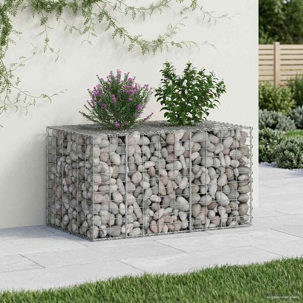vidaXL Gabion h&aelig;kka&eth; r&uacute;m Silfur 100 x 60 x 55 cm Galvaniserad st&aacute;l