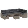 vidaXL Gar&eth;s&oacute;fa sett me&eth; p&uacute;&eth;i me&eth; geymslu 9 pcs Gr&aacute;r Poly rattan