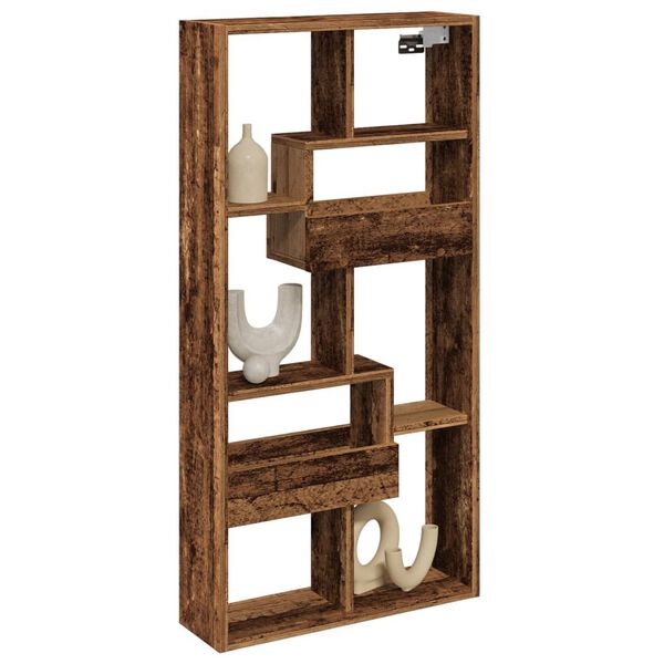 vidaXL Veggfestur Sk&aacute;pur Vi&eth;arlitur 50x15x100 cm Samsettur Vi&eth;ur