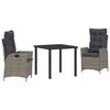 vidaXL Gar&eth;ur bor&eth;sett me&eth; p&uacute;&eth;i 3 pcs Gr&aacute;r p&oacute;l&yacute;rattan