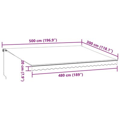 vidaXL Handvirkt Útdraganlegt Skyggni Reykgrátt og Hvítt 500x300 cm