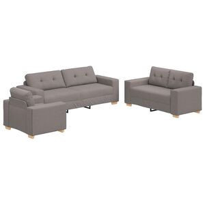 vidaXL S&oacute;fi 3 pcs M&oacute;gr&aacute;r 221 x 80 x 80 cm L&iacute;n-blanda&eth;ur efni