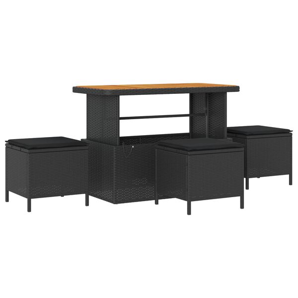 vidaXL Gar&eth;s&oacute;fa sett me&eth; p&uacute;&eth;i 13 pcs Svartur p&oacute;l&yacute;rattan