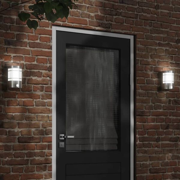 vidaXL Útiveggljós með Skynjurum 2 stk. Silfurlitað Ryðfrítt Stál