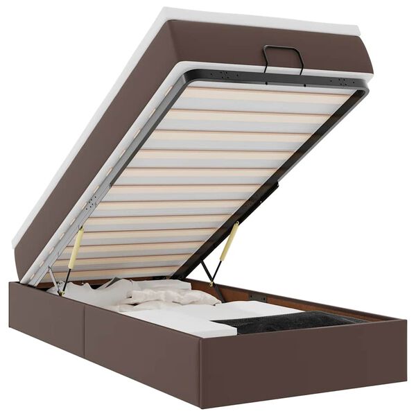 vidaXL Ottoman r&uacute;m me&eth; d&yacute;nu Br&uacute;n 100x200cm gervi le&eth;ur