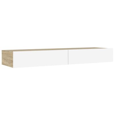 vidaXL Sjónvarpsskápur með LED Hvítur og Eikarlitur 120x35x15,5 cm