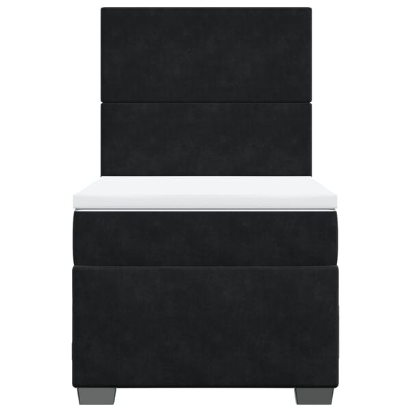 vidaXL H&oacute;lfa&eth; Springr&uacute;m me&eth; D&yacute;nu Svart Single Flauel