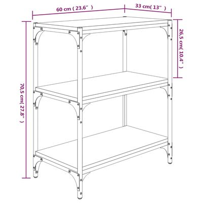 vidaXL Bókaskápur Grár Sonoma 60x33x70,5 cm Samsettur Viður og Stál