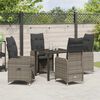 vidaXL Garður borðsett með púði 5 pcs Grár Poly rattan