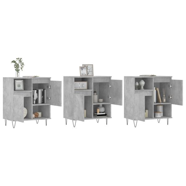 vidaXL Skenkir 3 stk. Steypugr&aacute;ir Samsettur Vi&eth;ur