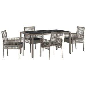 vidaXL Gar&eth;ur bor&eth;sett 5 pcs Gr&aacute;r p&oacute;l&yacute;rattan