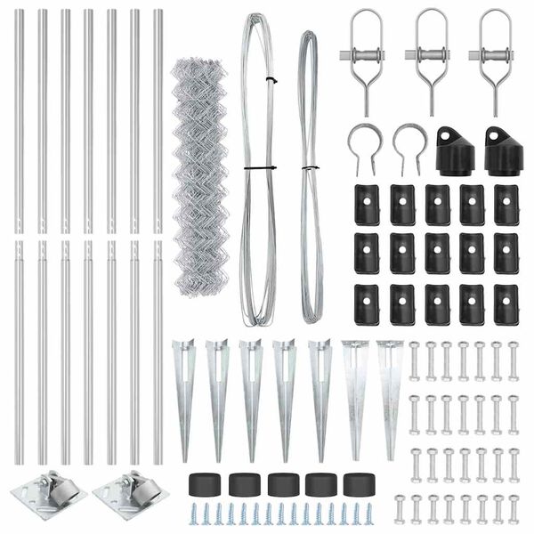 vidaXL Gir&eth;ingarp&oacute;stur Silfur 10 x 1,2 m (40 x 40 mm net) St&aacute;l