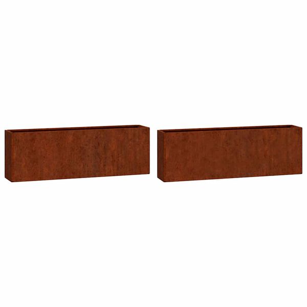 vidaXL Vegghengd Pl&ouml;ntuker 2 stk. Ry&eth;litur Corten St&aacute;l 53x10x17 cm