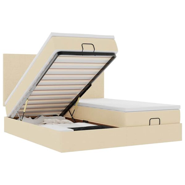 vidaXL Ottoman R&uacute;mgrind me&eth; D&yacute;num Krem 200x200cm Efni