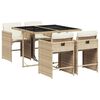 vidaXL 5 Hluta Gar&eth;bor&eth;sett me&eth; Sessum Drappa&eth; P&oacute;l&yacute;rattan