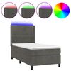 vidaXL H&oacute;lfa&eth; Springr&uacute;m me&eth; D&yacute;nu&LED D&ouml;kkgr&aacute;tt 100x200 cm Flauel