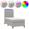vidaXL H&oacute;lfa&eth; Springr&uacute;m me&eth; D&yacute;nu&LED Lj&oacute;sgr&aacute;tt 100x200 cm Efni