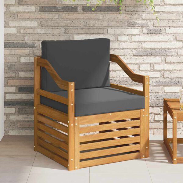 vidaXL &Uacute;ti s&oacute;fasett Solid Akas&iacute;uskei&eth; og P&oacute;lyester N&aacute;tt&uacute;rulegur