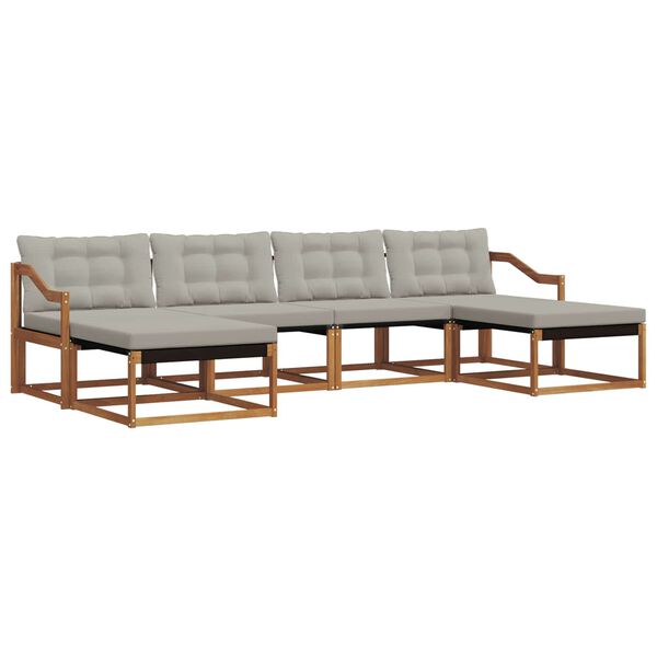 vidaXL &Uacute;ti s&oacute;fasett me&eth; p&uacute;&eth;i 6 pcs N&aacute;tt&uacute;rulegt og Lj&oacute;st Gr&aacute;tt