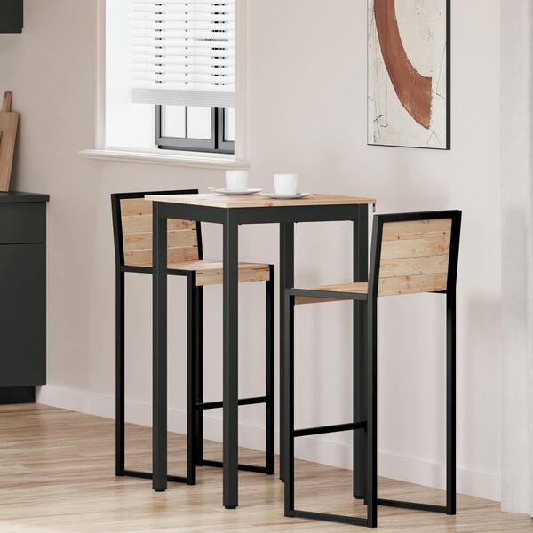 vidaXL Barborð Náttúrulegur 60 x 60 x 105 cm Solid furuhikk