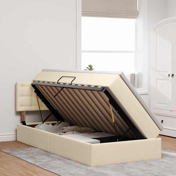 vidaXL R&uacute;m me&eth; geymslur&yacute;mi og LED me&eth; d&yacute;nu Krem 100 x 200 cm d&uacute;kur