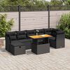 vidaXL 8 stykki gar&eth;s&oacute;fasett me&eth; p&uacute;&eth;um Black Poly Rattan Acacia