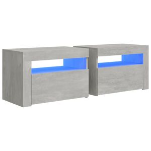 vidaXL N&aacute;ttbor&eth; 2 stk. me&eth; LED Lj&oacute;sum Steypugr&aacute;r 60x35x40 cm