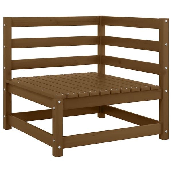 vidaXL Garðhornsófi með Rjómahvítum Púðum Gegnheil Fura