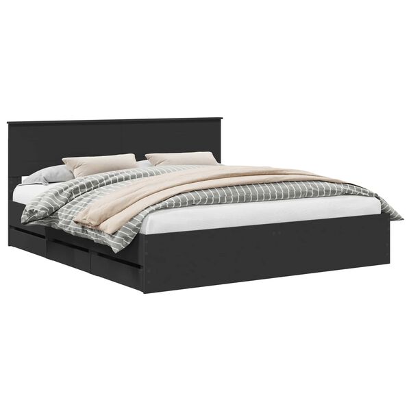 vidaXL Ramsv&iacute;k me&eth; sk&uacute;ffu Svartur 180 x 200 cm Verkfr&aelig;&eth;ilegt tr&eacute;