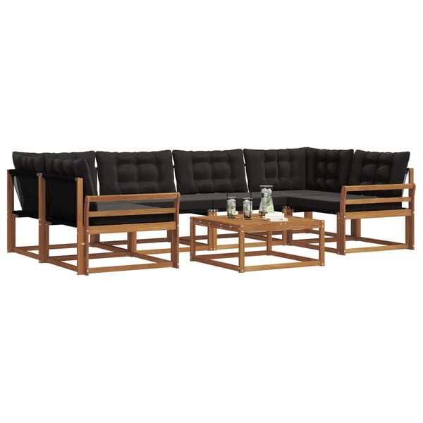 vidaXL &Uacute;ti s&oacute;fasett me&eth; p&uacute;&eth;i 7 pcs N&aacute;tt&uacute;rulegur og svartur