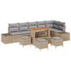 vidaXL Gar&eth;s&oacute;fa sett me&eth; p&uacute;&eth;i 10 pcs Drapplita&eth;ur p&oacute;l&yacute;rattan