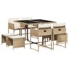 vidaXL 9 Hluta Gar&eth;bor&eth;sett me&eth; Sessum Drappa&eth; P&oacute;l&yacute;rattan