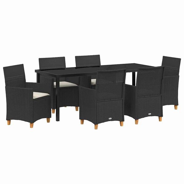 vidaXL Gar&eth;ur bor&eth;sett 7 pcs Svartur p&oacute;l&yacute;rattan