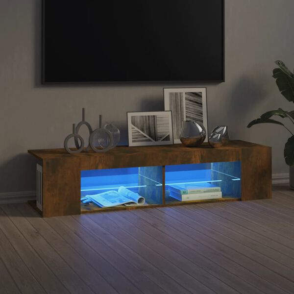 vidaXL Sj&oacute;nvarpssk&aacute;pur me&eth; LED-lj&oacute;sum Reyklitu&eth; Eik 135x39x30 cm