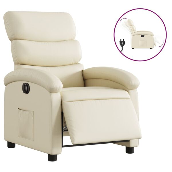 vidaXL Electric Recliner Chair Cream gervi leður