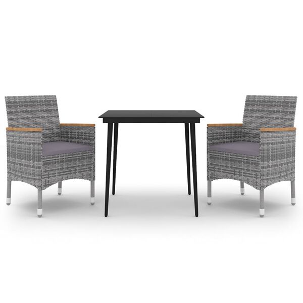 vidaXL 3 Hluta Gar&eth;sett me&eth; Sessum P&oacute;l&yacute;rattan og Gler