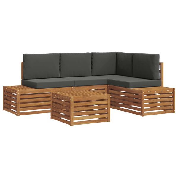 vidaXL &Uacute;ti s&oacute;fasett me&eth; p&uacute;&eth;i 5 Stykki N&aacute;tt&uacute;rulegt og Antrac&iacute;t