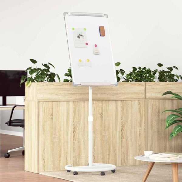 vidaXL Segulhvítatöfla með hjól Hvítur og grár 62 x 62 x 195 cm EPS