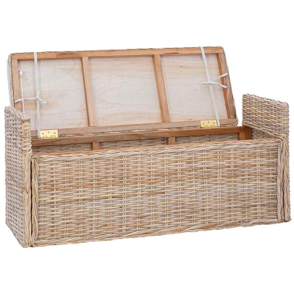 vidaXL Geymslubekkur me&eth; p&uacute;&eth;i N&aacute;tt&uacute;rulegur 110 x 40 x 50 cm Rattan